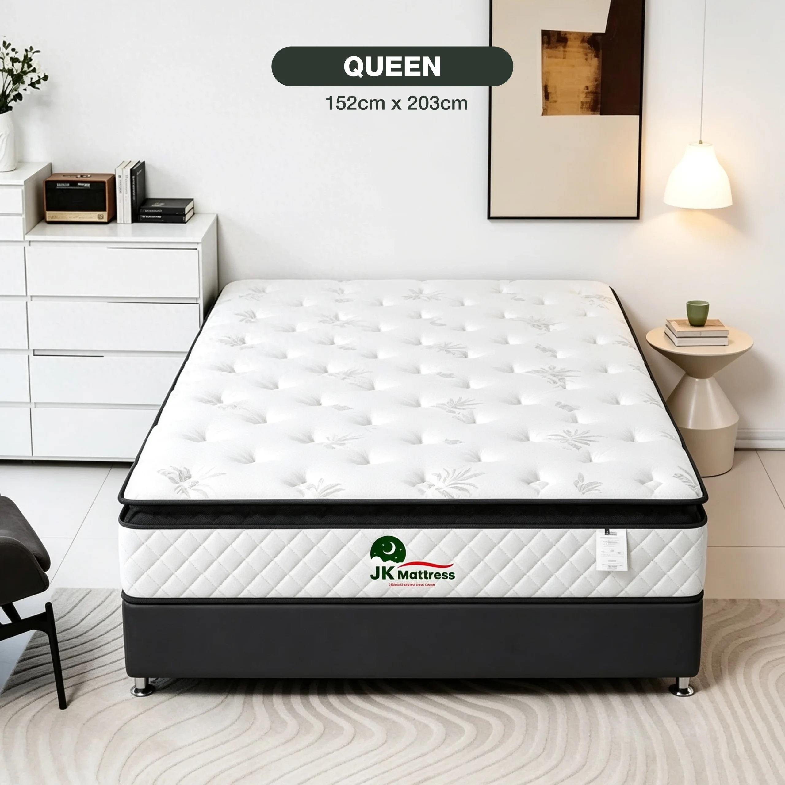 Premium Queen Mattress with pocket spring support, Cooling Gel Memory Foam, and breathable comfort layers.